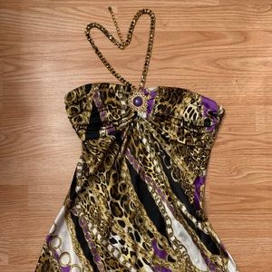 Gorgeous Design Gold Chain Halter Top!